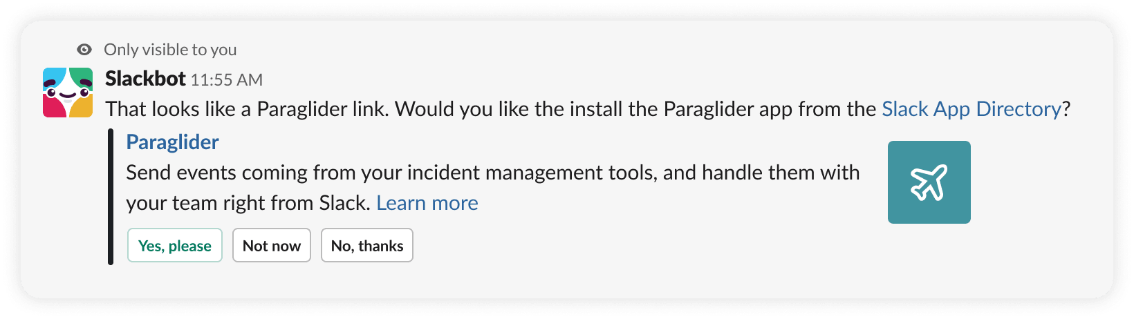 An example app suggestion for an app called Paraglider.